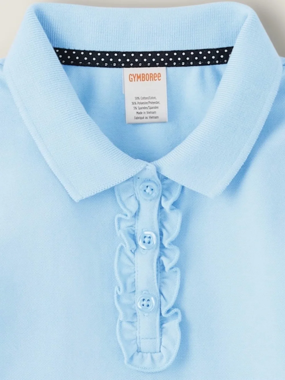 Gymboree Girls Ruffle Polo Uniform Light Blue Long Sleeve Top Size 10
